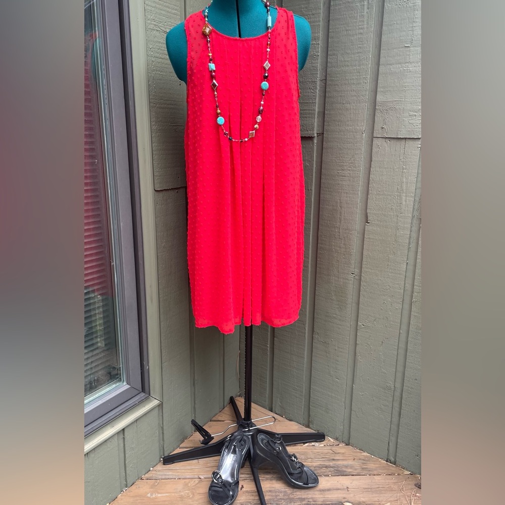 Sam Edelman Dress in Red Georgette Dotted Swiss fabric “Enchanted Kiss” Style